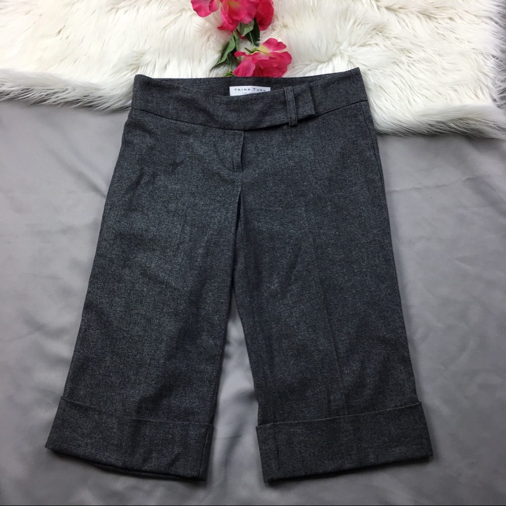 🔴 Trina Turk Capri Cropped Pants Wool Blend Gray